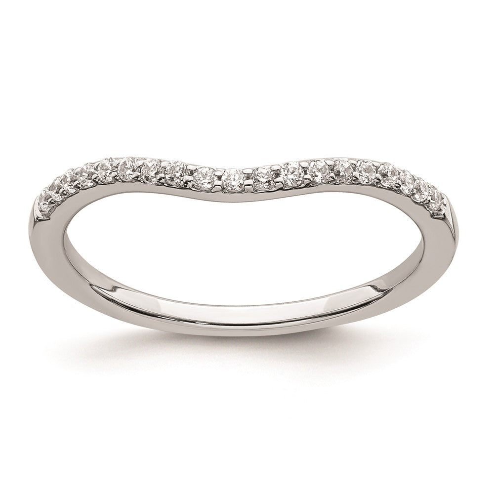 14K Weißgold Ring mit konturiertem echtem Diamant