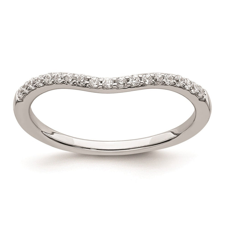 14K Weißgold Ring mit konturiertem echtem Diamant