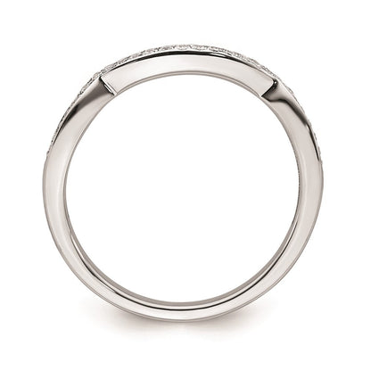 14K Weißgold Ring mit Diamanten in konturierter Form
