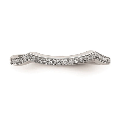14K Weißgold Ring mit Diamanten in konturierter Form