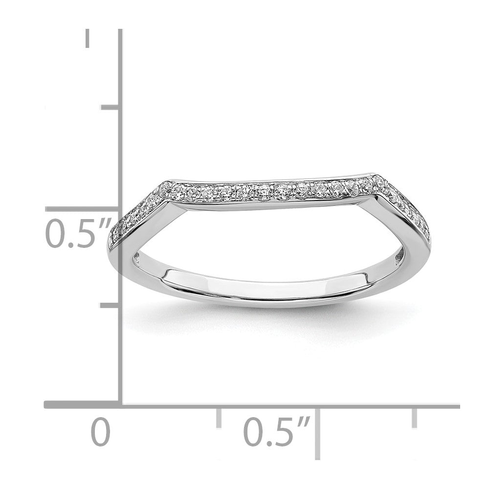 14K Weißgold Ring mit Diamanten in konturierter Form