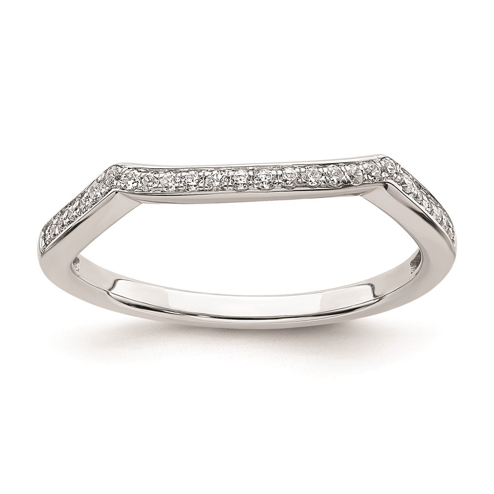 14K Weißgold Ring mit Diamanten in konturierter Form