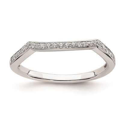 14K Weißgold Ring mit Diamanten in konturierter Form