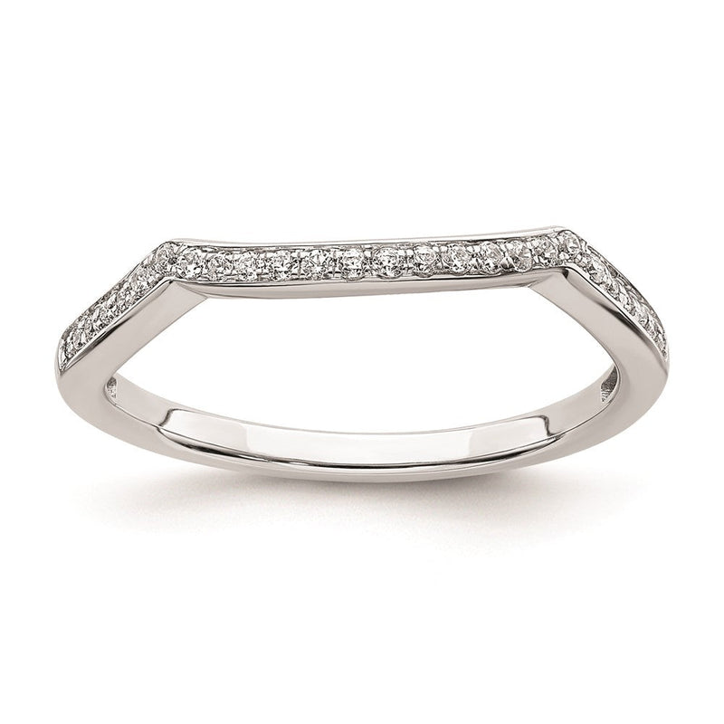 14K Weißgold Ring mit Diamanten in konturierter Form