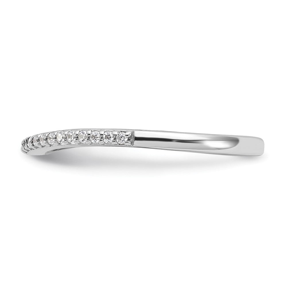 14K Weißgold Ehering mit Diamanten, konturiert