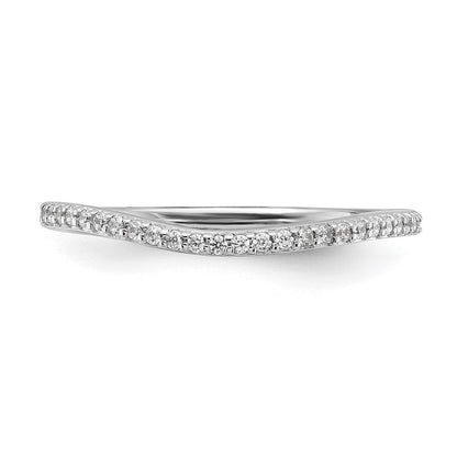 14K Weißgold Ehering mit Diamanten, konturiert