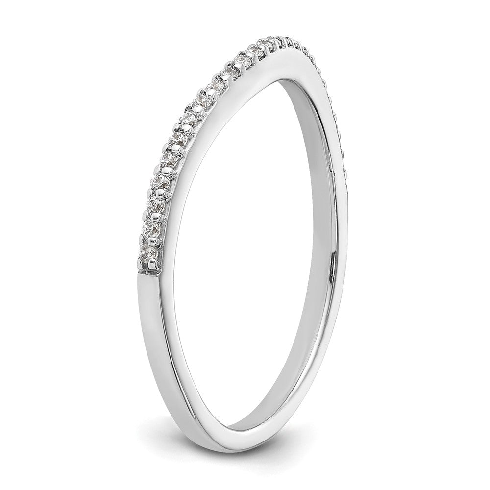 14K Weißgold Ehering mit Diamanten, konturiert
