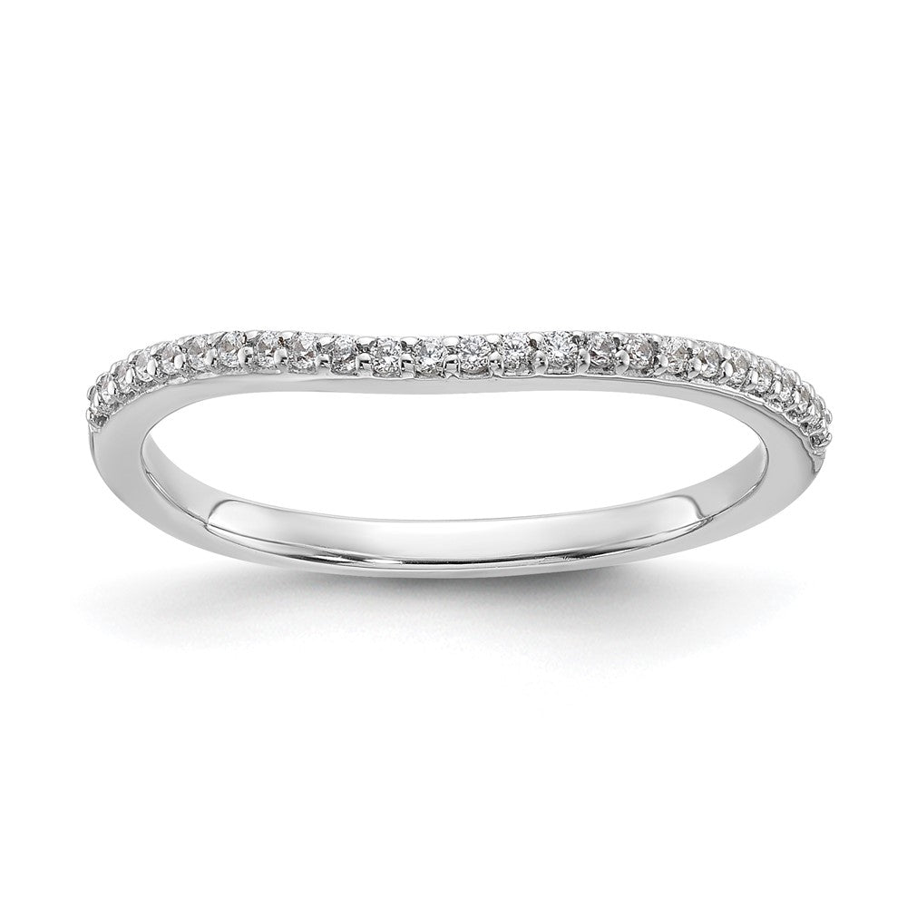 14K Weißgold Ehering mit Diamanten, konturiert