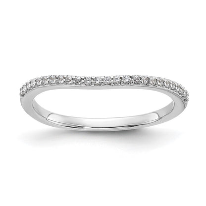 14K Weißgold Ehering mit Diamanten, konturiert