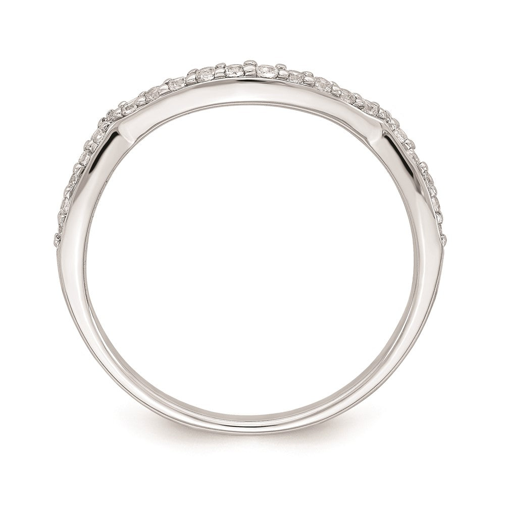 14K Weißgold Ehering mit Konturschliff und echten Diamanten