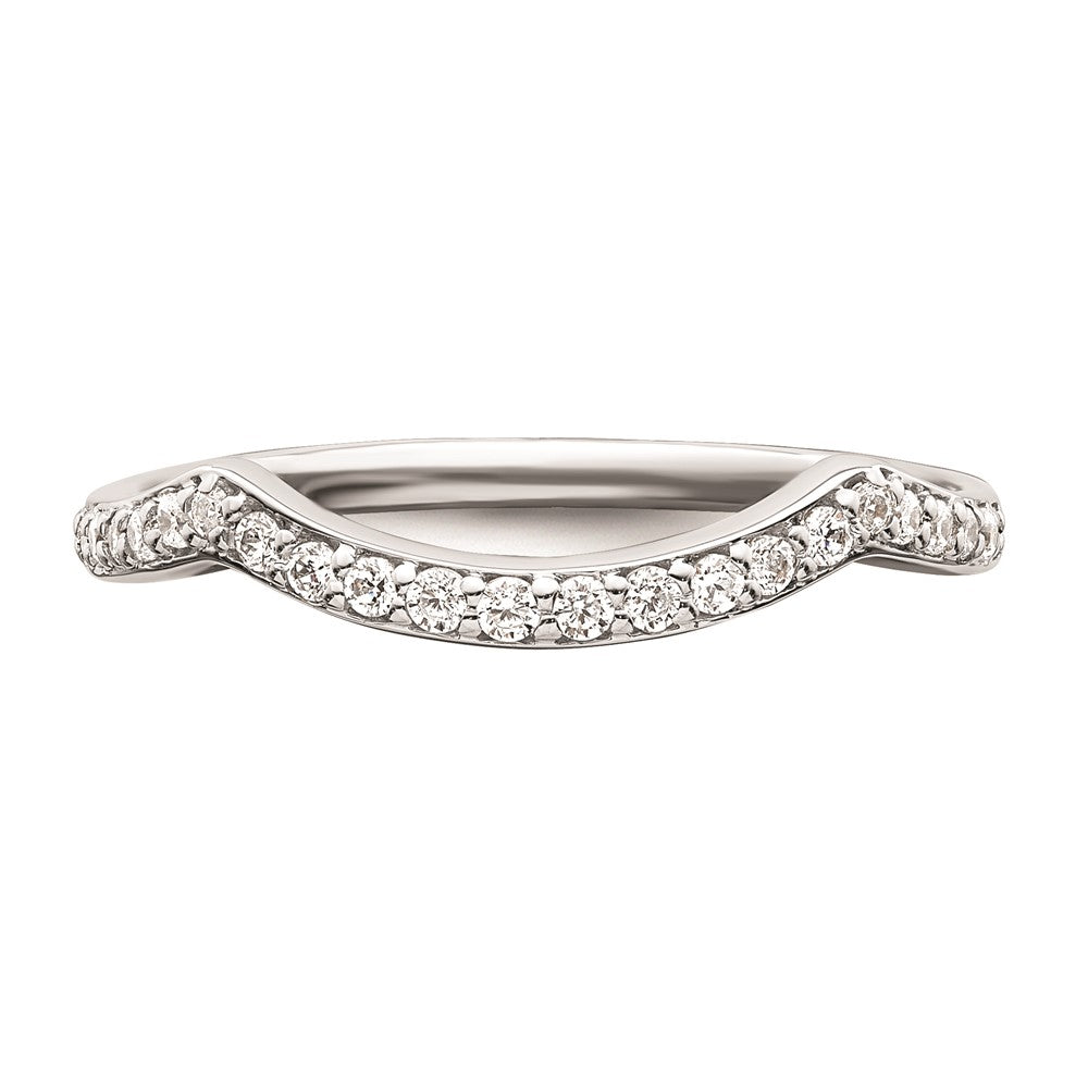 14K Weißgold Ehering mit Konturschliff und echten Diamanten