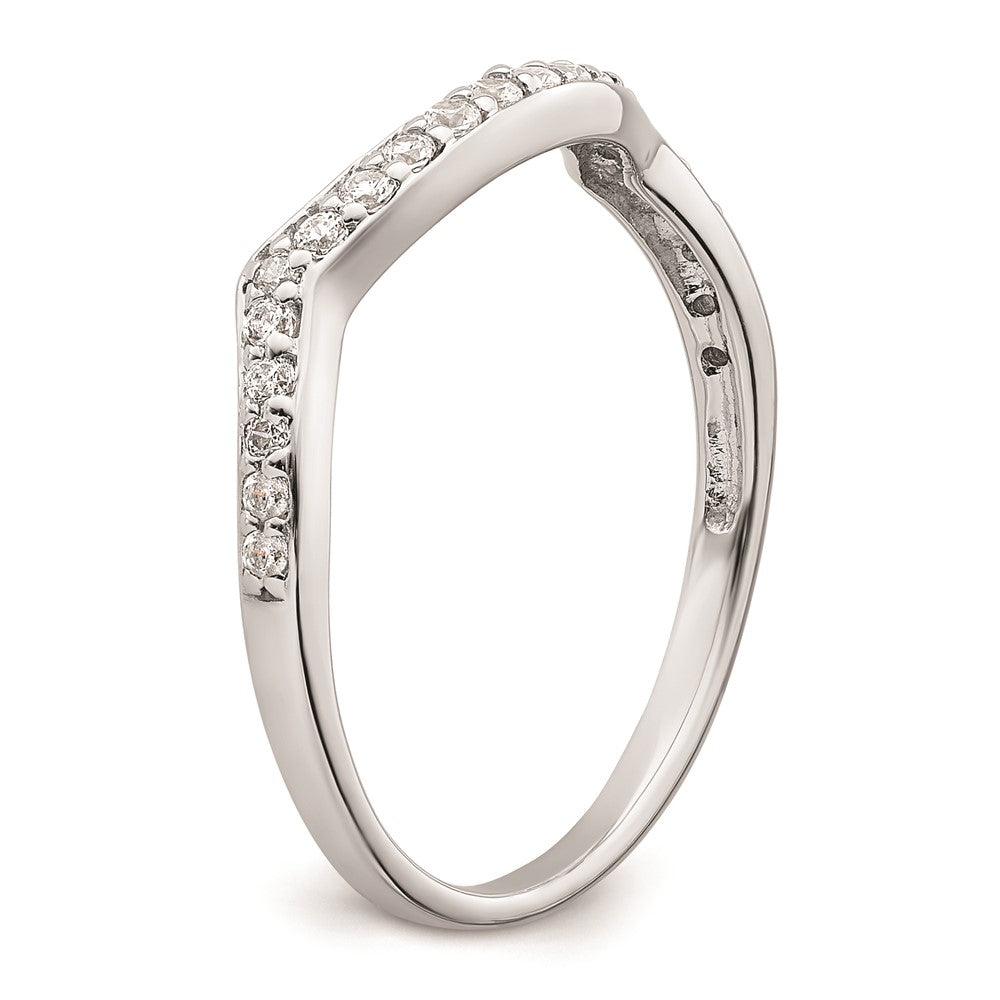 14K Weißgold Ehering mit Konturschliff und echten Diamanten