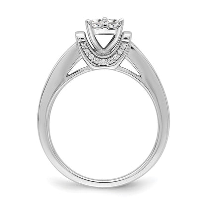 14K Weißgold Verlobungsring mit Diamant-Cluster aus echten Diamanten