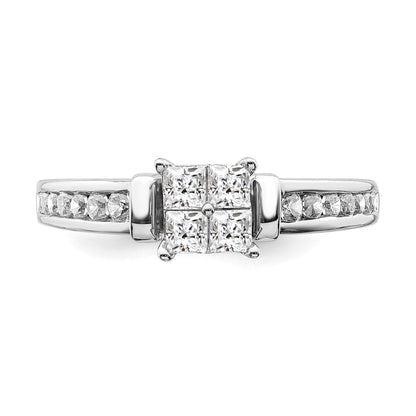 14K Weißgold Verlobungsring mit Diamant-Cluster aus echten Diamanten
