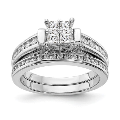 14K Weißgold Verlobungsring mit Diamant-Cluster aus echten Diamanten