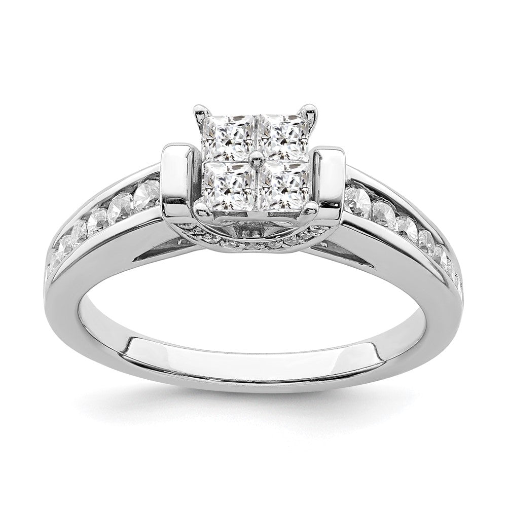 14K Weißgold Verlobungsring mit Diamant-Cluster aus echten Diamanten