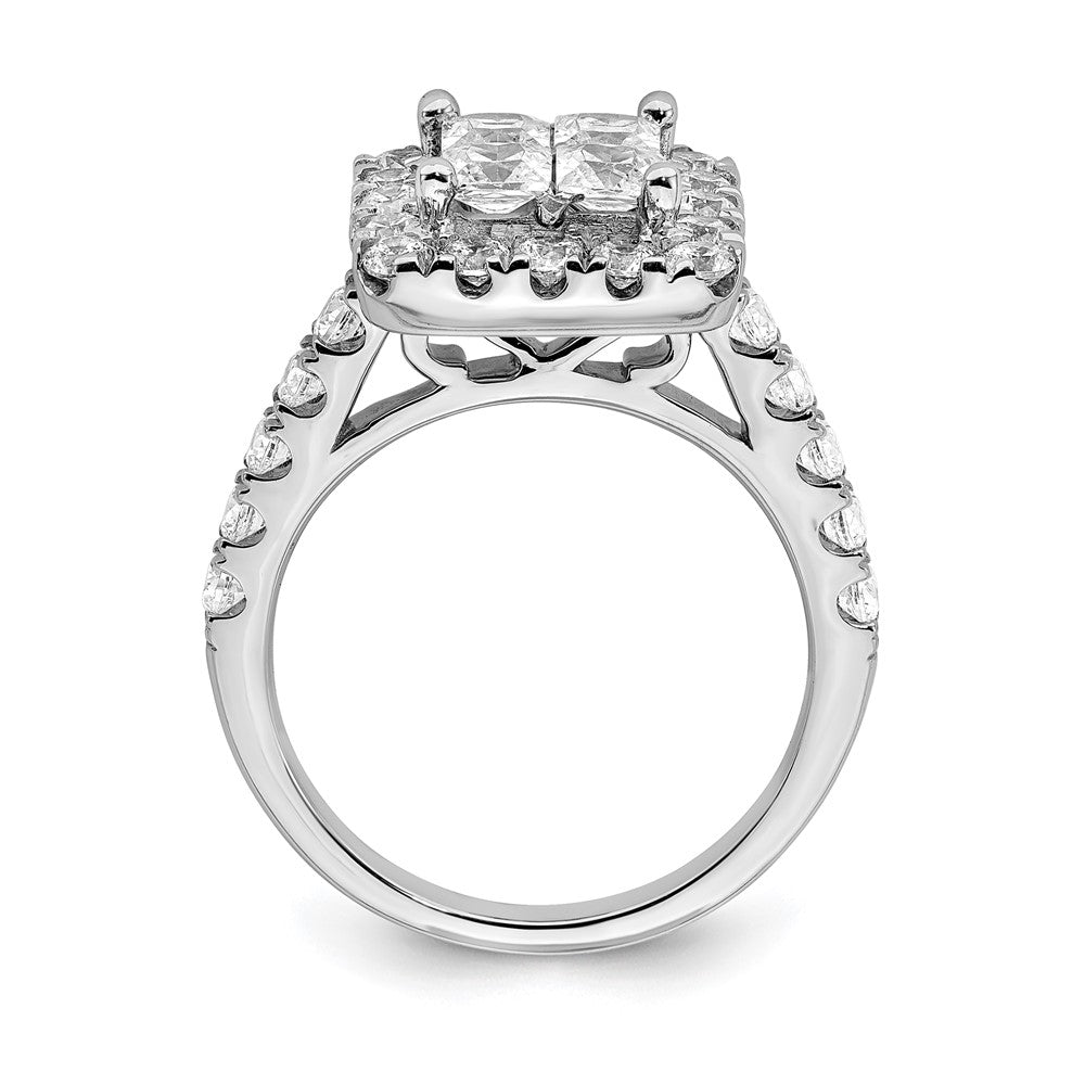 14K Weißgold Verlobungsring mit echtem Diamant-Cluster aus echten Diamanten