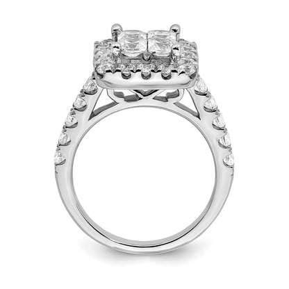 14K Weißgold Verlobungsring mit echtem Diamant-Cluster aus echten Diamanten