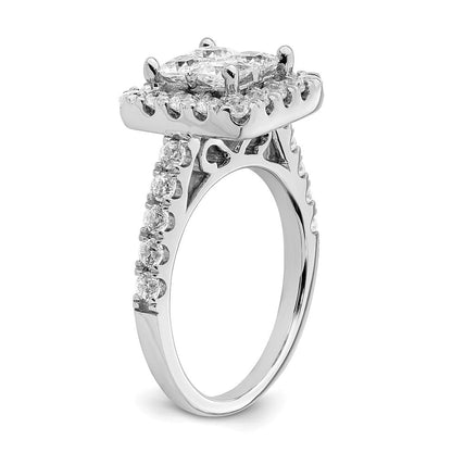 14K Weißgold Verlobungsring mit echtem Diamant-Cluster aus echten Diamanten