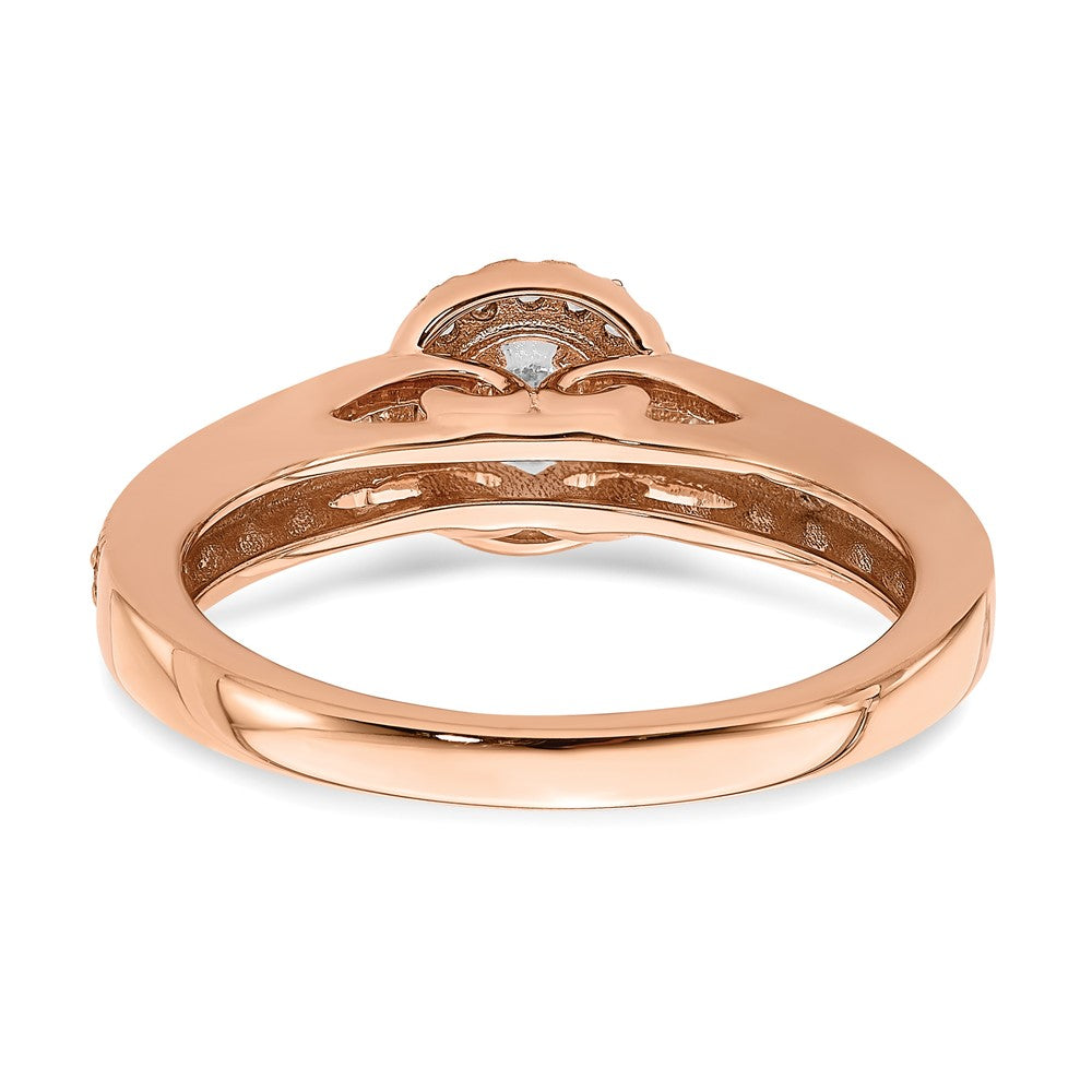 14K Roségold Heiligenschein Plus (holds 1/3 Karat (4.5mm) Rund Mittig) 3/8 Diamant Halbfassung Verlobungsring