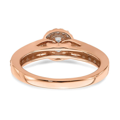 14K Roségold Heiligenschein Plus (holds 1/3 Karat (4.5mm) Rund Mittig) 3/8 Diamant Halbfassung Verlobungsring