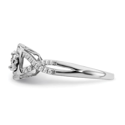 14K Weißgold Verlobungsring mit Diamant-Cluster aus echten Diamanten