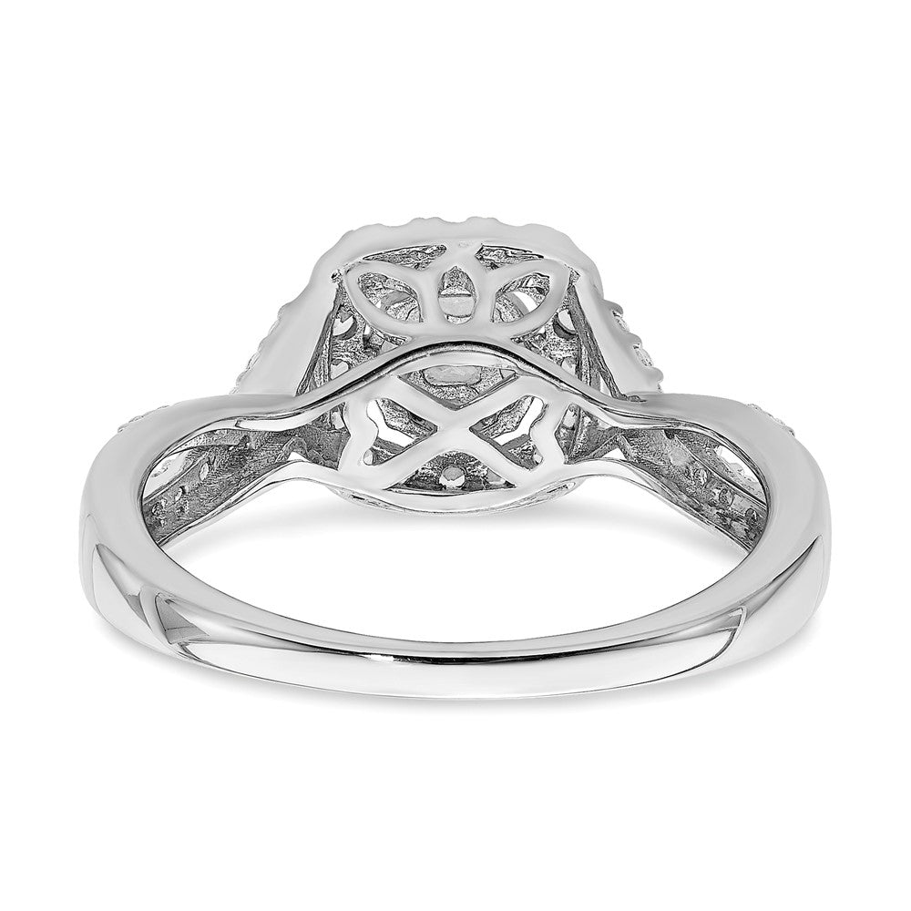 14K Weißgold Verlobungsring mit Diamant-Cluster aus echten Diamanten