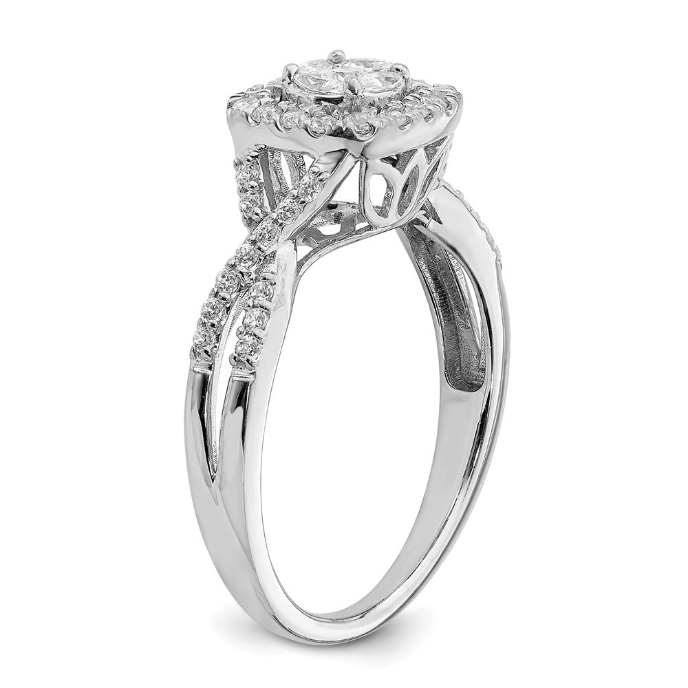 14K Weißgold Verlobungsring mit Diamant-Cluster aus echten Diamanten