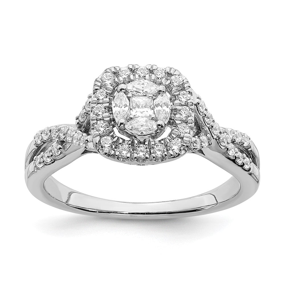 14K Weißgold Verlobungsring mit Diamant-Cluster aus echten Diamanten