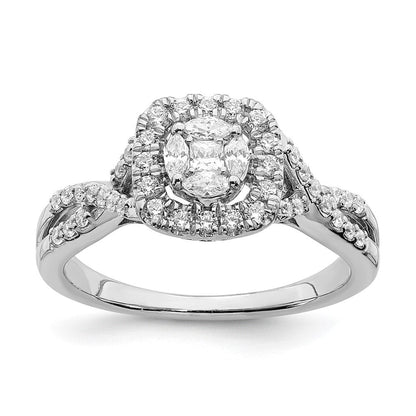 14K Weißgold Verlobungsring mit Diamant-Cluster aus echten Diamanten