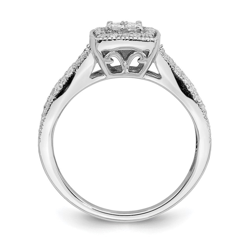 14K Weißgold Verlobungsring mit echten Diamanten im Cluster-Design