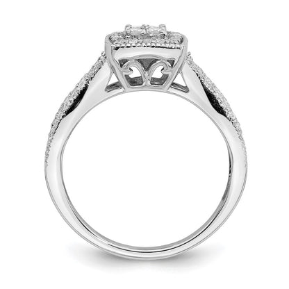 14K Weißgold Verlobungsring mit echten Diamanten im Cluster-Design