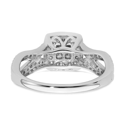 14K Weißgold Verlobungsring mit echten Diamanten im Cluster-Design