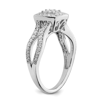 14K Weißgold Verlobungsring mit echten Diamanten im Cluster-Design