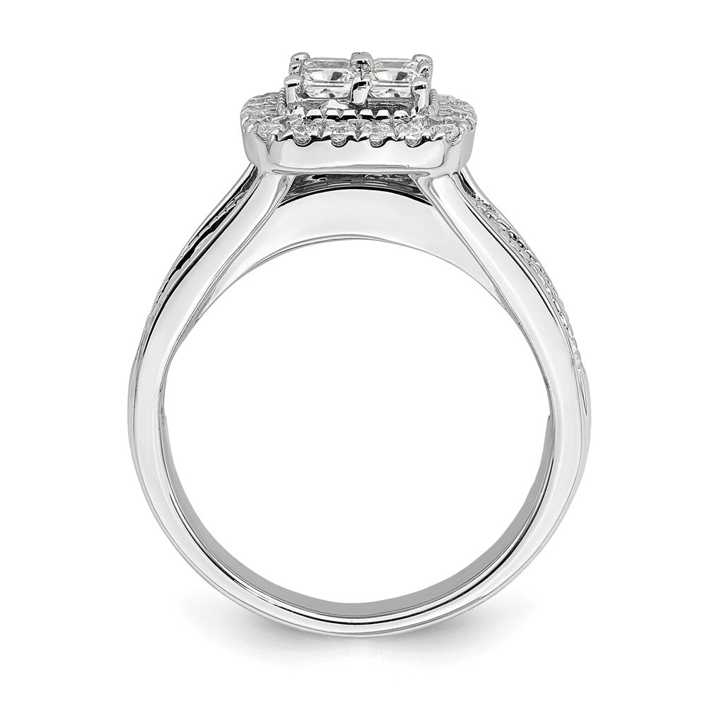 14K Weißgold Verlobungsring mit Diamant-Cluster aus echten Diamanten