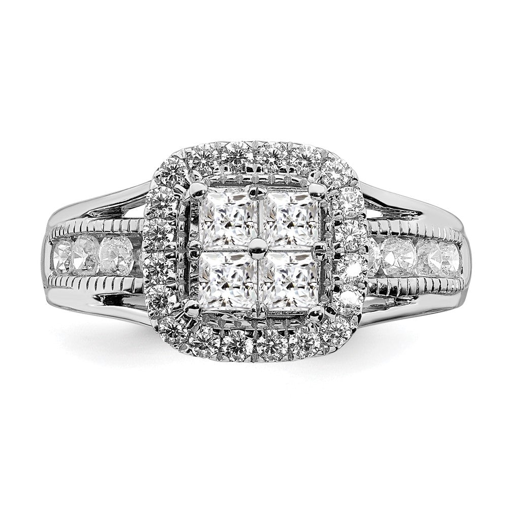 14K Weißgold Verlobungsring mit Diamant-Cluster aus echten Diamanten