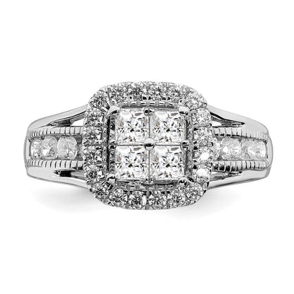 14K Weißgold Verlobungsring mit Diamant-Cluster aus echten Diamanten