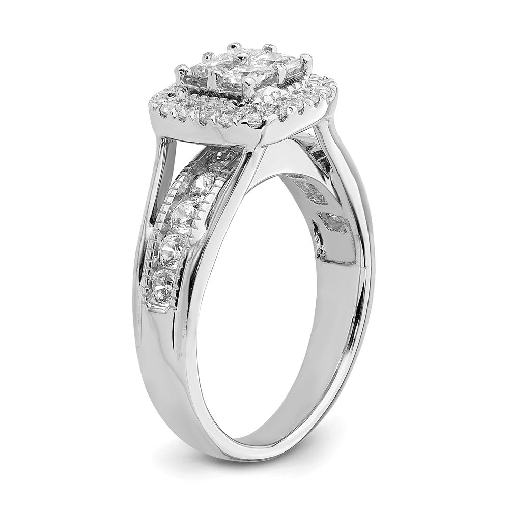 14K Weißgold Verlobungsring mit Diamant-Cluster aus echten Diamanten