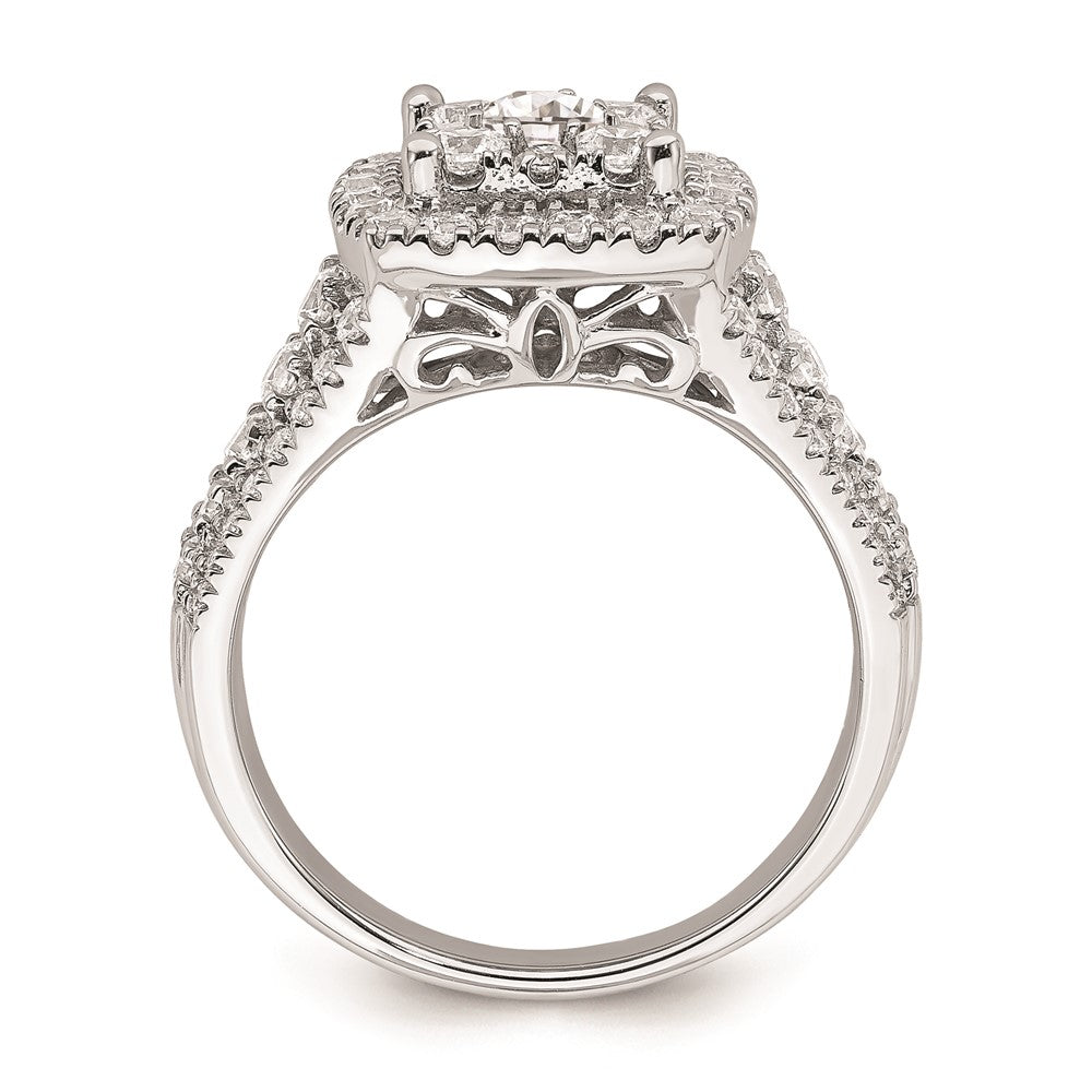 14K Weißgold Verlobungsring mit Diamant-Cluster aus echten Diamanten