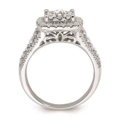 14K Weißgold Verlobungsring mit Diamant-Cluster aus echten Diamanten