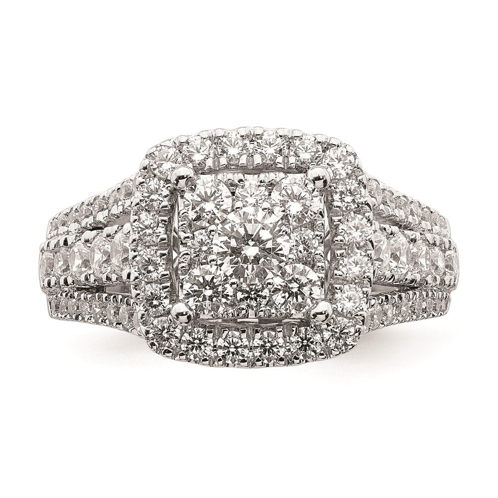 14K Weißgold Verlobungsring mit Diamant-Cluster aus echten Diamanten
