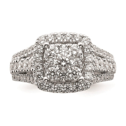 14K Weißgold Verlobungsring mit Diamant-Cluster aus echten Diamanten