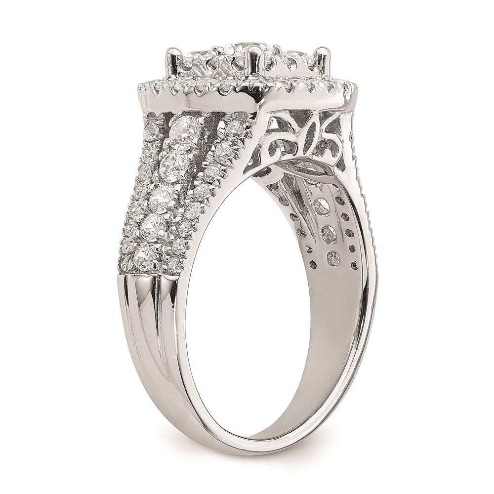 14K Weißgold Verlobungsring mit Diamant-Cluster aus echten Diamanten