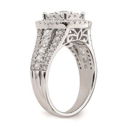 14K Weißgold Verlobungsring mit Diamant-Cluster aus echten Diamanten