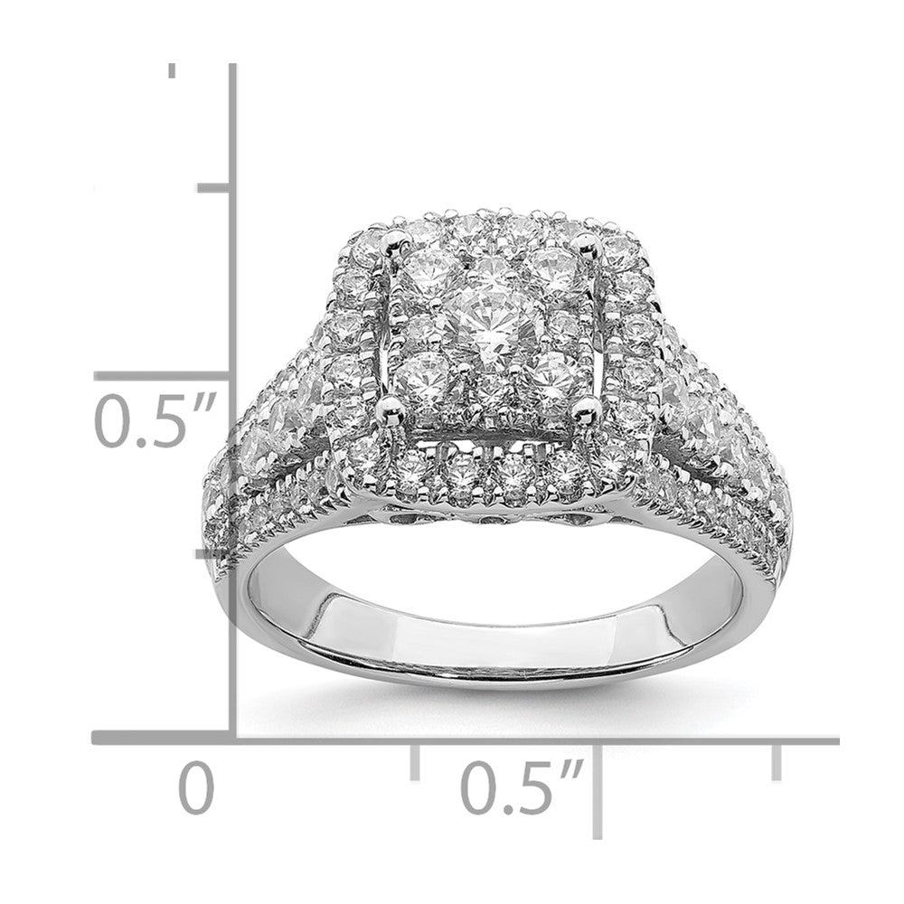 14K Weißgold Verlobungsring mit Diamant-Cluster aus echten Diamanten