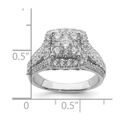 14K Weißgold Verlobungsring mit Diamant-Cluster aus echten Diamanten