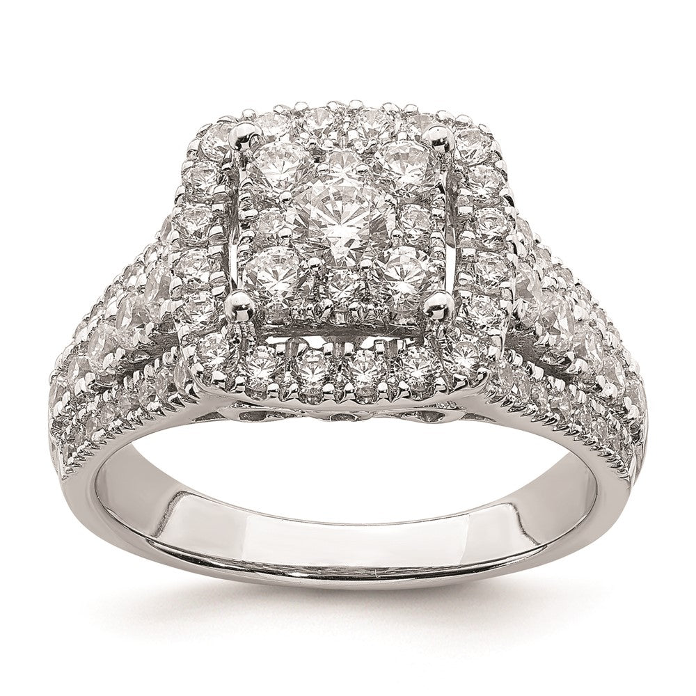 14K Weißgold Verlobungsring mit Diamant-Cluster aus echten Diamanten