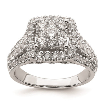 14K Weißgold Verlobungsring mit Diamant-Cluster aus echten Diamanten