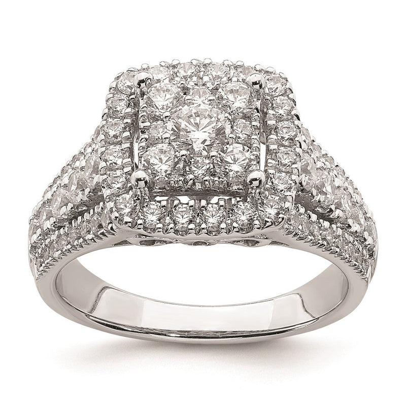 14K Weißgold Verlobungsring mit Diamant-Cluster aus echten Diamanten