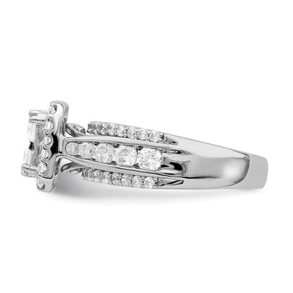 14K Weißgold Verlobungsring mit echtem Diamant-Cluster aus echten Diamanten